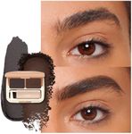 Oulac Waterproof Eyebrow Powder Kit with Brush 2 in1 Long Lasting Instant Eyebrow Pomade & Powder Natural Makeup for Sparse Brows 3.2 g/0.11 oz, Charcoal Brown