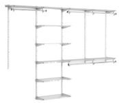 Rubbermaid Configurations Deluxe Closet Kit, Titanium, 4-8 Ft., Wire Shelving Kit with Expandable Shelving and Telescoping Rods, Custom Closet Organization System, Easy Installation