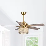 Parrot Uncle Ceiling Fans with Lights and Remote 52 Inch Gold Ceiling Fan with Light for Bedroom, Reversible Motor, Timer