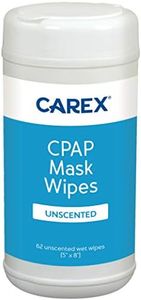 Carex Health Brands Cotton CPAP Mask Wipes - 100% Safe CPAP Mask Cleaner - 186 Biodegradable Mask Cleaners with Plastic Dispenser - Dirt, Oil & Grease Removal Guaranteed