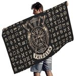 Gamoii Adult Children's Rectangular Beach Towel Bath Towel Viking Walhalla Vegvisir Axe Picnic Blankets Beach Mat Quick-Drying Quick Drying Tablecloth for Pool Beach White 150 x 75 cm