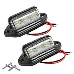 2PCS LED License Plate Light, 12V/24V Waterproof 6-SMD License Plate Lamp Tail Light for Most Cars, Trucks, Trailer, Buses, Step Courtesy Light, Dome/Cargo Lights (White)