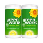 Clorox Green Works Cleaning Wipes, Simply Lemon, 75 Count, Multi-Pack of 2 Canisters, Safe for use around kids, pets, and food*