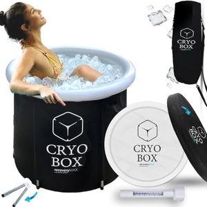 CRYO BOX Ice Bath TUB for Athletes with Thermo Lid and Thermometer, Cold Plunge Tub with Cover and Special Carrying Bag, Cold Plunge TUB Outdoor with Strong Alloy Bracket for Recovery