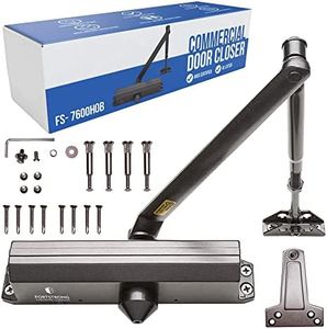 Commercial Door Closer FS-7600 HOB– Adjustable Grade 1 Commercial Standard Automatic Door with Hold-Open Mechanism – ADA Compliant –Black Finish – Medium Traffic Areas –Fitting Instructions UL Listed