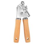 Tin Openers Can Opener 3-in-1 Stainless Steel Manual Tin Openers with Non-Slip Handle Can Openers Perfect Kitchen Tool Wooden