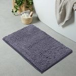 LuxUrux Bath Mat-Extra-Soft Plush Bath Shower Bathroom Rug,1'' Chenille Microfiber Material, Super Absorbent Shaggy Bath Rug. Machine Wash & Dry (24 x 36 Inch, Dark Gray)