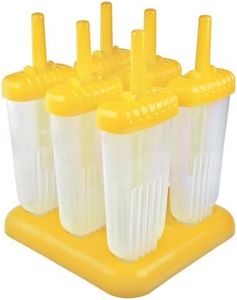 Tovolo Groovy Ice Pop Molds, Drip-Guard Handle, 4 Ounce Popsicles, Set of 6, Yellow