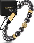 MagnetRX® Magnetic Hematite Bracelet – MAX Strength Magnetic Stones – Beaded Magnetic Bracelets for Men and Women (Gold Zeus 8mm Bead)