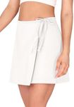 ODODOS Wrap Skorts for Women Built-in Shorts High Waist Tennis Skirts with Pockets for Casual Athletic Golf, White, Medium