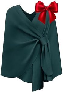 PULI Women's Elegant Shawl Wraps Travel Gifts Soft Open Front Poncho Sweater for Fall Winter Emerald Green