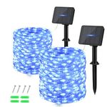 Dalugo Blue Solar Lights Outdoor Garden, 2 Pack 120 LED Solar Powered Fairy Lights 40Ft 8 Modes Waterproof String Lights for Garden, Yard, Tree, Indoor/Outdoor Decoration