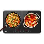 CIARRA CBTIH2 Portable Induction Hob 2800W Double Cooking Zones with Touch Control Ceramic Glass Panel 9 Power Levels Timer Child and Safety Lock Black