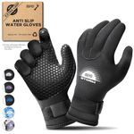 BPS Neoprene 5mm Thermal Wet Suit Gloves with Non-Slip Grip Design - Thermal Gloves for Cold Water Snow - for Standup Paddleboarding, Kite Boarding, and More (Black/White, Small)