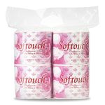 SofTouch Toilet Paper Tissue Roll Economy Pack 4-in-1 (100 mtr roll) (375 Sheet Per roll)