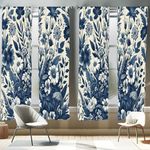 Ambesonne Navy Blue Window Curtains Pack of 2, Vintage Style Cottagecore Spring Night Floral Arrange Wildflowers, Lightweight Set & Rod Pocket, 4 Panels of - 28" x 63", Dark Slate Blue Coconut