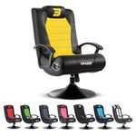 BraZen Yellow Gaming Chair for Kids Gaming Chair for Boys Girls Gaming Chair with Speakers Bluetooth Chair Small Gaming Chairs for Kids Foldable Gaming Chair Kids Video Game Chairs No Wheels - Stag