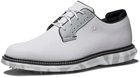 FootJoy Men's Traditions Blucher Golf Shoe, White/Grey Camo, 10