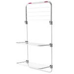 Kleeneze KL081674EU7 Over Door Clothes Airer - Indoor Laundry Drying Rack, 7m Drying Space Over 3 Tiers, Adjustable Shelves, Foldable Space Saving Storage, Foam Lined Hooks for Balconies & Doors