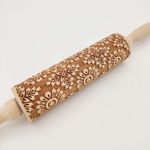 Qiwenr Wooden Rolling Pin for Play, Embossed Rolling Pins for Clay, Small Rolling Pins for Kids, Mini Rolling Pins for Children, Clay Rolling Pin and Mat, Accessories for Kitchen Baking (Wood Color)