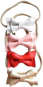 California Tot Bows in Soft & Super Stretchy Nylon Headbands for Newborn, Toddler, Girls Set of 4 (Manhattan Set)