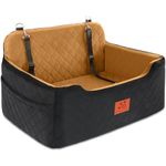 Dog Car Seat for Medium/Large Dogs, Dog Booster Seat for Dog Under 50lbs or 2 Small Dogs, Detachable and Washable Pet Car Seat, Multi-Functional Travel Dog Bed & Dog Sofa(Black/Brown)