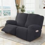 MeYuxg Reclining Chair Covers Stretch Armchair Covers, Recliner Sofa Covers with Side Pocket, Couch Furniture Protector with Elastic Bottom, 2 Seater, Dark Gray