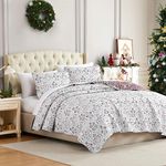 Southshore Fine Living, Inc. Red Christmas Quilt Set, King Size w/2 Pillow Shams, Reversible Christmas Bedding Set, Coverlet King Size w/Snowflakes, Reindeer, Holly - Vintage Red & Cream