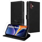 kwmobile PU Faux Leather Case Compatible with Samsung Galaxy Xcover6 Pro - Wallet Case with Screen Protector - Black