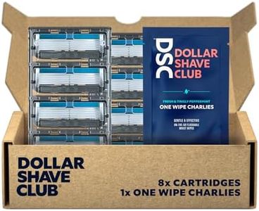 Dollar Shave Club | 6 Blade Club Series Razor Refill Cartridges, 8 Count, 1 Individual Wipe | Precision Cut Stainless Steel Blades with a Built-in Trimmer Blade | Razors for Men, Razors for Women