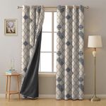 SPACES DRAPE STORY Premium Polyester Blackout Curtains - 95-98% Light Blocking - Digital Printed Indie - Heavy Fabric, Set of 2-8ft Long Door Curtains, Midnight Blue