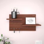 Anikaa Ruskey Engineered Wood Wall Hooks Stand/Key Holder Stand/Key Holder with Shelf/Wall Mounted Key Holder/Key Hold/Key Chain Hanging Board/Wall Hanging Key Holder (Walnut) (10 Hooks)