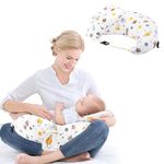 2PCS Breastfeeding Nursing Pillow, Multifunctional Breastfeeding Pillow with Adjustable Waist Belt and Safety Rail and Removable Small Pillow, 100% Cotton Removable Cover, Pregnancy Gift (2PCS-WHITE)