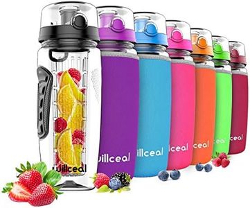 willceal Fruit Infuser Water Bottle 32oz Durable, Large - BPA Free Tritan,Flip Lid, Leak Proof Design - Sports, Camping (Black)