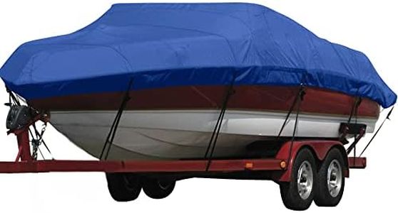 Seamander Heavy Duty Polyester Boat Cover, Solution-dyed Yarn Marine Grade,Waterproof Fits Bass Boat, V-Hull Tri-Hull Boat,Fish & Ski Boat, Runabout Bowrider Boat, 14' 15' 16' Length 90' Width