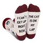 Funny Cat Socks for Women Mum Teen Girls - I Can’t Get Up Right Now The Cat is On My Lap Animal Crazy Novelty Cute Socks Mothers Day Birthday Easter Valentine Christmas Stocking Gifts for Cat Lovers