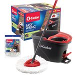 O-Cedar Easywring Microfiber Spin Mop & Bucket Floor Cleaning System with 1 Extra Refill