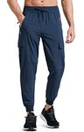 Libin Men's Lightweight Joggers Quick Dry Cargo Hiking Trousers Track Running Workout Athletic Travel Golf Casual Outdoor Pants, Navy L