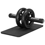 H&S Ab Abdominal Exercise Roller with Extra Thick Knee Pad Mat - Body Fitness Strength Training Machine AB Wheel Gym Tool