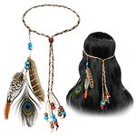 obmwang Boho Feather Headbands Indian Feather Headband Peacoak Headpieces Festival Costumes Hair Accessories