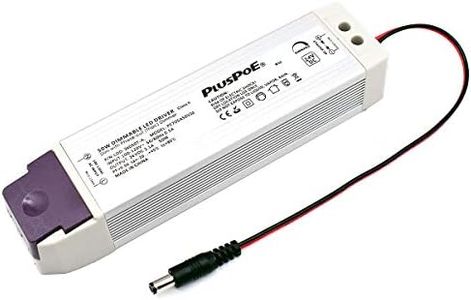 PLUSPOE 24V 50W Dimmable LED Driver, 110V AC-24V DC Transformer Electric Power Supply Adapter, 0-100% Dimming, Compatible with Lutron, Leviton Dimmers for LED Strips Cabinet Lighting