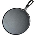 La Cuisine Crepe Tawa Pan for Roti Dosa Comale – Griddle Pizza Pan Cast Iron Pre-Seasoned, 11 Inch Diameter, PFOA Free, Oven Safe, Glasstop Induction Stove