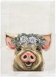 Pig Tea Towel - Cute Pig Kitchen Towel - Pig Flour Sack Towel - Farmhouse Kitchen Decor - Pig Lover Gifts - Pig Gifts For Mom - Pig Lover Gifts - Handmade Direct from NC Artist Lee Keller - 27x27"