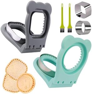LEPCY Uncrustables Sandwich Maker Sealer Cutter, Crustless Sandwich Cutter, PB&J Uncrustable Maker - Grey Square Shape + Blue Round Shape