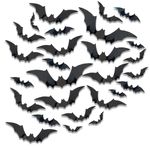 120PCS Halloween Bats Decoration, 3D Bat Halloween Decorations Scary Stickers for Halloween Decorations Indoor Outdoor Home Decor DIY Wall Decal Bathroom Window Door Halloween Decor