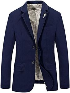 Risnow Mens Regular Fit Two Button Travel Blazer Wrinkle Resistant 100% Cotton Sport Coat Blue M