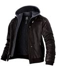 Wantdo Men's Hooded PU Faux Leather Jacket Winter Motorcycle Coat Dark Coffee S (Thick)