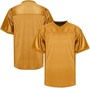 TKJPYWYH Blank Football Jersey,Men's Practice Jersey Football Mesh Athletic Hip Hop Sports Blank T-Shirt S-3XL Golden