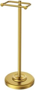 FORIOUS Toilet Paper Holder Stand, SUS304 Stainless Steel Vintage Bathroom Roll Tissue Holder Free Standing with 4.1LBS Heavy Weighted Base Anti-Tipping, Fits Mega Rolls, Brushed Gold