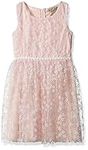 Speechless Big Girls' Textured Knit Flocked Tulle Dress, Lite Pink, 12